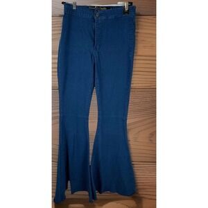 NWT Lucky & Blessed High Rise Flare Jeans Blue Raw Hem Size 8 Boho Western